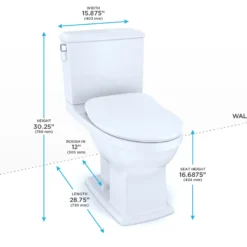 TOTO Connelly Two-Piece Elongated Dual Flush 1.28 and 0.9 GPF Toilet with CEFIONTECT, WASHLET+ Ready, Cotton White, Vitreous China, MS494234CEMFG#01