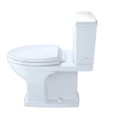 TOTO Connelly Two-Piece Elongated Dual-Max 1.28 and 0.9 GPF Universal Height Toilet with CEFIONTECT and Right Lever, Colonial White, Vitreous China, Cotton White, CST494CEMFRG#01