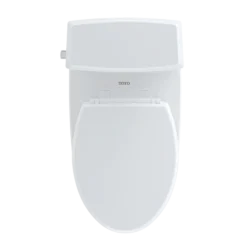 TOTO Connelly Two-Piece Elongated Dual-Max 1.28 and 0.9 GPF Universal Height Toilet with CEFIONTECT and Right Lever, Colonial White, Vitreous China, Cotton White, CST494CEMFRG#01
