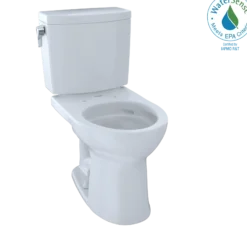 TOTO Drake II 1G Two-Piece Round 1.0 GPF Universal Height Toilet with CEFIONTECT, Cotton White, Vitreous China, CST453CUFG#01