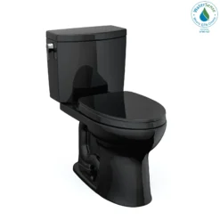 TOTO Drake II 1G Two-Piece Elongated 1.0 GPF Universal Height Toilet with SS124 SoftClose Seat, WASHLET+ Ready, Ebony, Vitreous China|Plastic, MS454124CUF#51