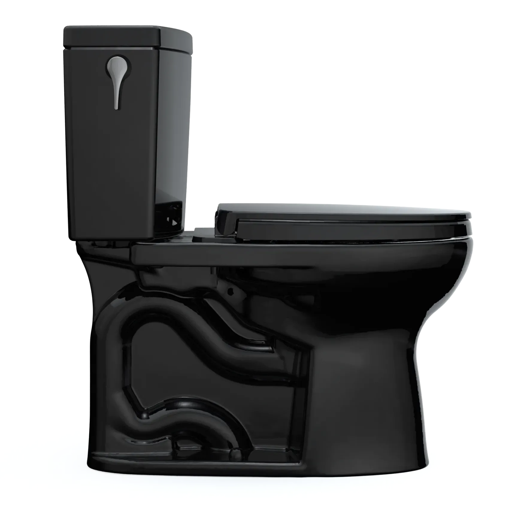TOTO Drake II 1G Two-Piece Elongated 1.0 GPF Universal Height Toilet with SS124 SoftClose Seat, WASHLET+ Ready, Ebony, Vitreous China|Plastic, MS454124CUF#51