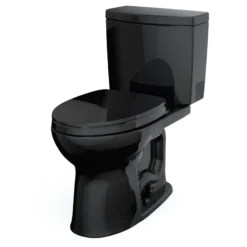TOTO Drake II 1G Two-Piece Elongated 1.0 GPF Universal Height Toilet with SS124 SoftClose Seat, WASHLET+ Ready, Ebony, Vitreous China|Plastic, MS454124CUF#51