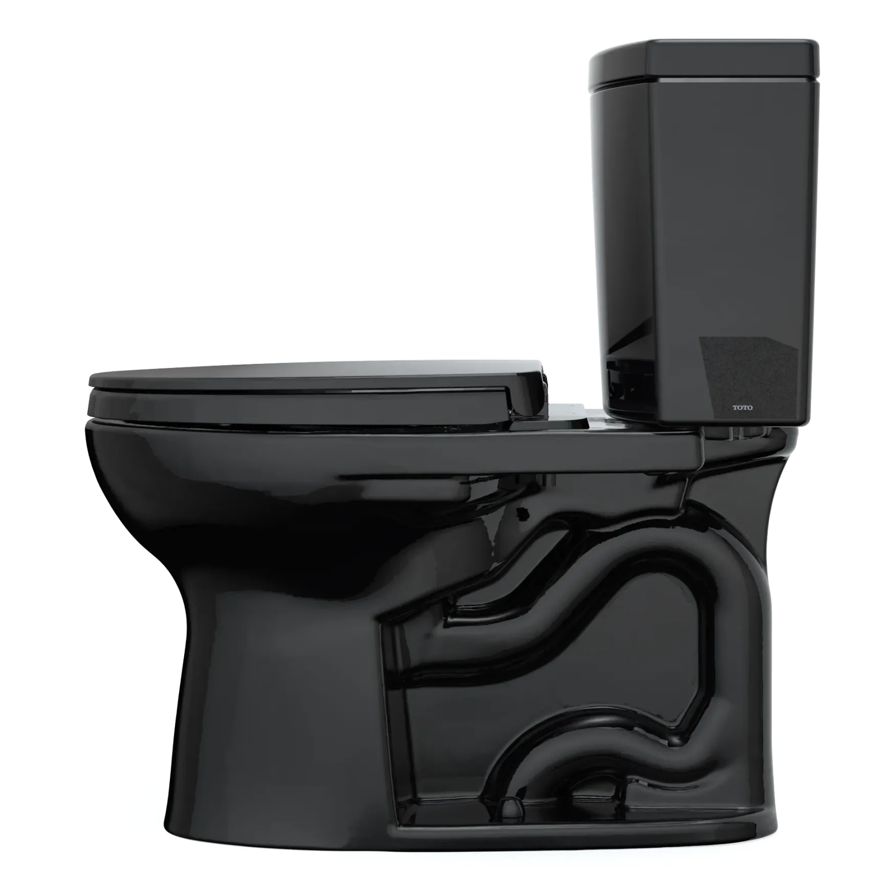 TOTO Drake II 1G Two-Piece Elongated 1.0 GPF Universal Height Toilet with SS124 SoftClose Seat, WASHLET+ Ready, Ebony, Vitreous China|Plastic, MS454124CUF#51