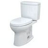 TOTO Drake II 1G Two-Piece Elongated 1.0 GPF Universal Height Toilet with CEFIONTECT and SS124 SoftClose Seat, WASHLET+ Ready, Cotton White, Vitreous China|Plastic, MS454124CUFG#01
