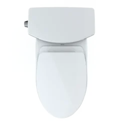 TOTO Drake II 1G Two-Piece Elongated 1.0 GPF Universal Height Toilet with CEFIONTECT and SS124 SoftClose Seat, WASHLET+ Ready, Cotton White, Vitreous China|Plastic, MS454124CUFG#01