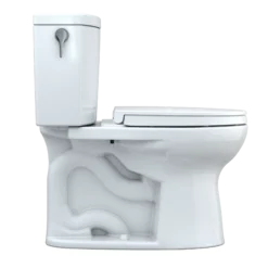 TOTO Drake II 1G Two-Piece Elongated 1.0 GPF Universal Height Toilet with CEFIONTECT and SS124 SoftClose Seat, WASHLET+ Ready, Cotton White, Vitreous China|Plastic, MS454124CUFG#01