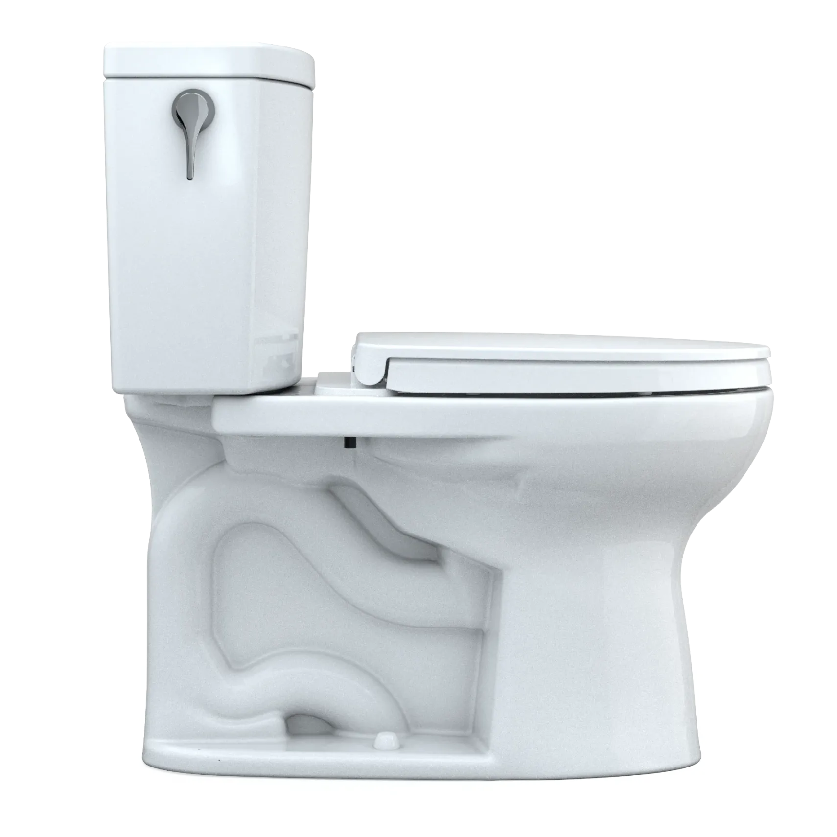 TOTO Drake II 1G Two-Piece Elongated 1.0 GPF Universal Height Toilet with CEFIONTECT and SS124 SoftClose Seat, WASHLET+ Ready, Cotton White, Vitreous China|Plastic, MS454124CUFG#01