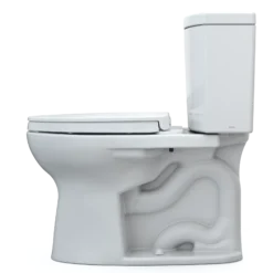 TOTO Drake II 1G Two-Piece Elongated 1.0 GPF Universal Height Toilet with CEFIONTECT and SS124 SoftClose Seat, WASHLET+ Ready, Cotton White, Vitreous China|Plastic, MS454124CUFG#01