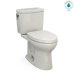 TOTO Drake II 1G Two-Piece Elongated 1.0 GPF Universal Height Toilet with CEFIONTECT and SS124 SoftClose Seat, WASHLET+ Ready, Sedona Beige, Vitreous China|Plastic, MS454124CUFG#12