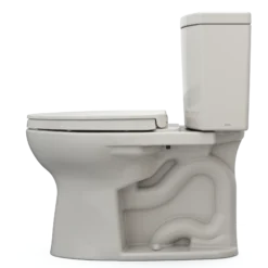 TOTO Drake II 1G Two-Piece Elongated 1.0 GPF Universal Height Toilet with CEFIONTECT and SS124 SoftClose Seat, WASHLET+ Ready, Sedona Beige, Vitreous China|Plastic, MS454124CUFG#12