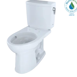 TOTO Drake II 1G Two-Piece Elongated 1.0 GPF Universal Height Toilet with CEFIONTECT and Right-Hand Trip Lever, Cotton White, Vitreous China, CST454CUFRG#01