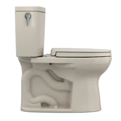 TOTO Drake II 1G Two-Piece Elongated 1.0 GPF Universal Height Toilet with CEFIONTECT and SS124 SoftClose Seat, WASHLET+ Ready, Bone, Vitreous China|Plastic, MS454124CUFG#03