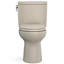 TOTO Drake II 1G Two-Piece Elongated 1.0 GPF Universal Height Toilet with CEFIONTECT and SS124 SoftClose Seat, WASHLET+ Ready, Bone, Vitreous China|Plastic, MS454124CUFG#03