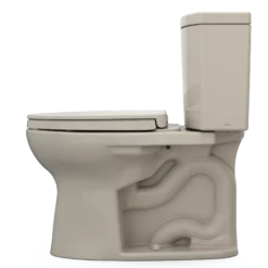 TOTO Drake II 1G Two-Piece Elongated 1.0 GPF Universal Height Toilet with CEFIONTECT and SS124 SoftClose Seat, WASHLET+ Ready, Bone, Vitreous China|Plastic, MS454124CUFG#03