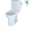 TOTO Drake II 1G Two-Piece Round 1.0 GPF Universal Height Toilet with CEFIONTECT and Right-Hand Trip Lever, Cotton White, Vitreous China, CST453CUFRG#01