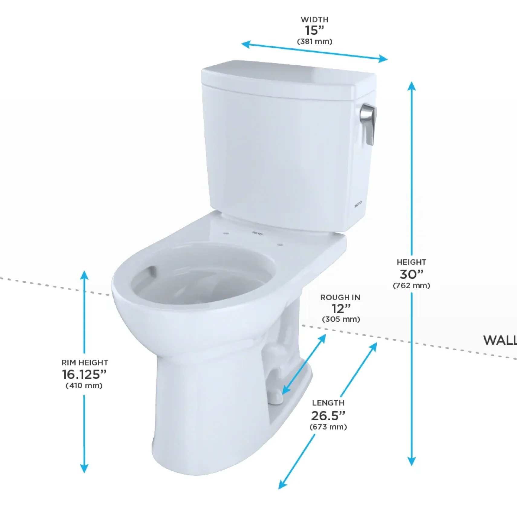 TOTO Drake II 1G Two-Piece Round 1.0 GPF Universal Height Toilet with CEFIONTECT and Right-Hand Trip Lever, Cotton White, Vitreous China, CST453CUFRG#01