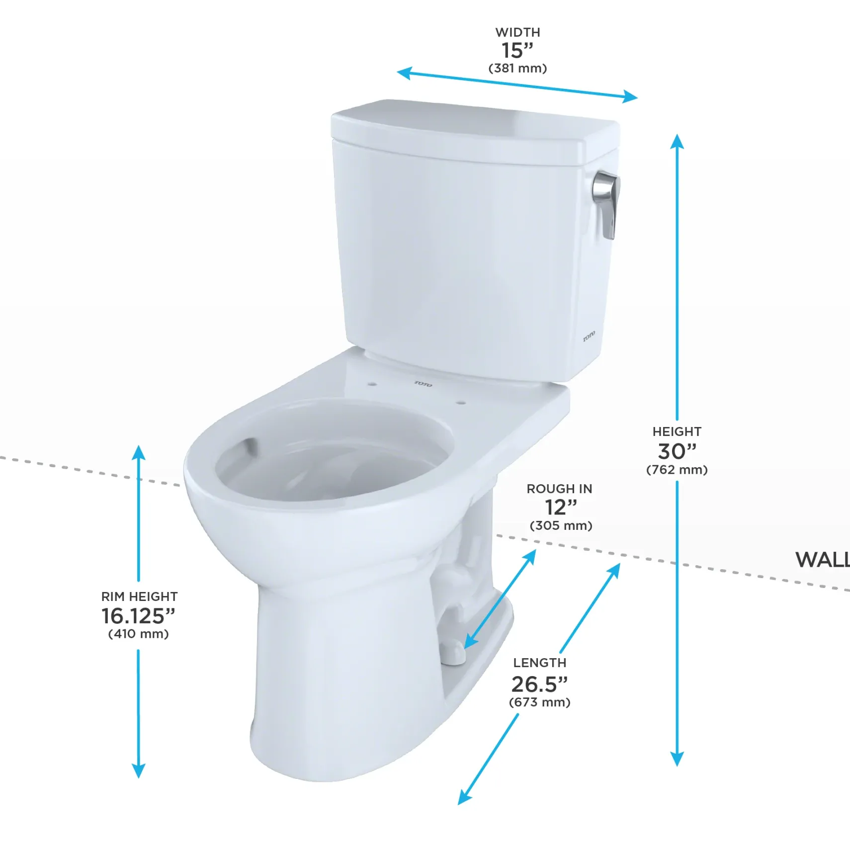 TOTO Drake II 1G Two-Piece Round 1.0 GPF Universal Height Toilet with CEFIONTECT and Right-Hand Trip Lever, Cotton White, Vitreous China, CST453CUFRG#01