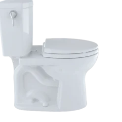 TOTO Drake II 1G Two-Piece Round 1.0 GPF Universal Height Toilet with CEFIONTECT and Right-Hand Trip Lever, Cotton White, Vitreous China, CST453CUFRG#01