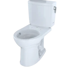 TOTO Drake II 1G Two-Piece Round 1.0 GPF Universal Height Toilet with CEFIONTECT and Right-Hand Trip Lever, Cotton White, Vitreous China, CST453CUFRG#01