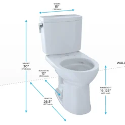 TOTO Drake II 1G Two-Piece Round 1.0 GPF Universal Height Toilet with CEFIONTECT, Sedona Beige, Vitreous China, CST453CUFG#12