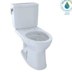 TOTO Drake II 1G Two-Piece Elongated 1.0 GPF Universal Height Toilet with CEFIONTECT, Cotton White, Vitreous China, CST454CUFG#01