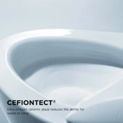 TOTO Drake II 1G Two-Piece Elongated 1.0 GPF Universal Height Toilet with CEFIONTECT, Cotton White, Vitreous China, CST454CUFG#01