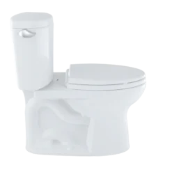 TOTO Drake II Two-Piece Elongated 1.28 GPF Universal Height Toilet with CEFIONTECT and Right-Hand Trip Lever, Cotton White, Vitreous China, CST454CEFRG#01