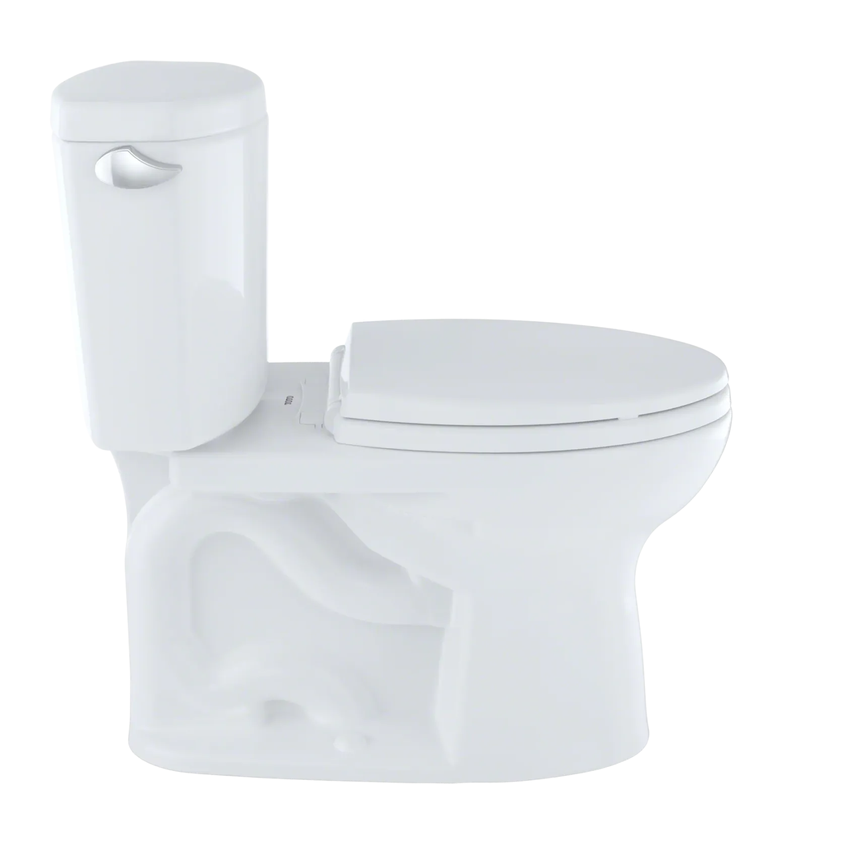 TOTO Drake II Two-Piece Elongated 1.28 GPF Universal Height Toilet with CEFIONTECT and Right-Hand Trip Lever, Cotton White, Vitreous China, CST454CEFRG#01