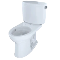 TOTO Drake II Two-Piece Elongated 1.28 GPF Universal Height Toilet with CEFIONTECT and Right-Hand Trip Lever, Cotton White, Vitreous China, CST454CEFRG#01