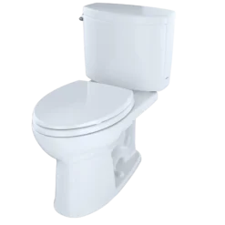 TOTO Drake II Two-Piece Elongated 1.28 GPF Universal Height Toilet with CEFIONTECT and Right-Hand Trip Lever, Cotton White, Vitreous China, CST454CEFRG#01
