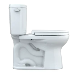 TOTO Drake II Two-Piece Elongated 1.28 GPF Universal Height Toilet with CEFIONTECT and SS124 SoftClose Seat, WASHLET+ Ready, Cotton White, Vitreous China|Plastic, MS454124CEFG#01