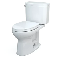 TOTO Drake II Two-Piece Elongated 1.28 GPF Universal Height Toilet with CEFIONTECT and SS124 SoftClose Seat, WASHLET+ Ready, Cotton White, Vitreous China|Plastic, MS454124CEFG#01