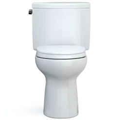 TOTO Drake II Two-Piece Elongated 1.28 GPF Universal Height Toilet with CEFIONTECT and SS124 SoftClose Seat, WASHLET+ Ready, Cotton White, Vitreous China|Plastic, MS454124CEFG#01