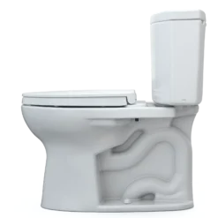 TOTO Drake II Two-Piece Elongated 1.28 GPF Universal Height Toilet with CEFIONTECT and SS124 SoftClose Seat, WASHLET+ Ready, Cotton White, Vitreous China|Plastic, MS454124CEFG#01