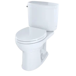 TOTO Drake II Two-Piece Round 1.28 GPF Universal Height Toilet with CEFIONTECT, Cotton White, Vitreous China, CST453CEFG#01