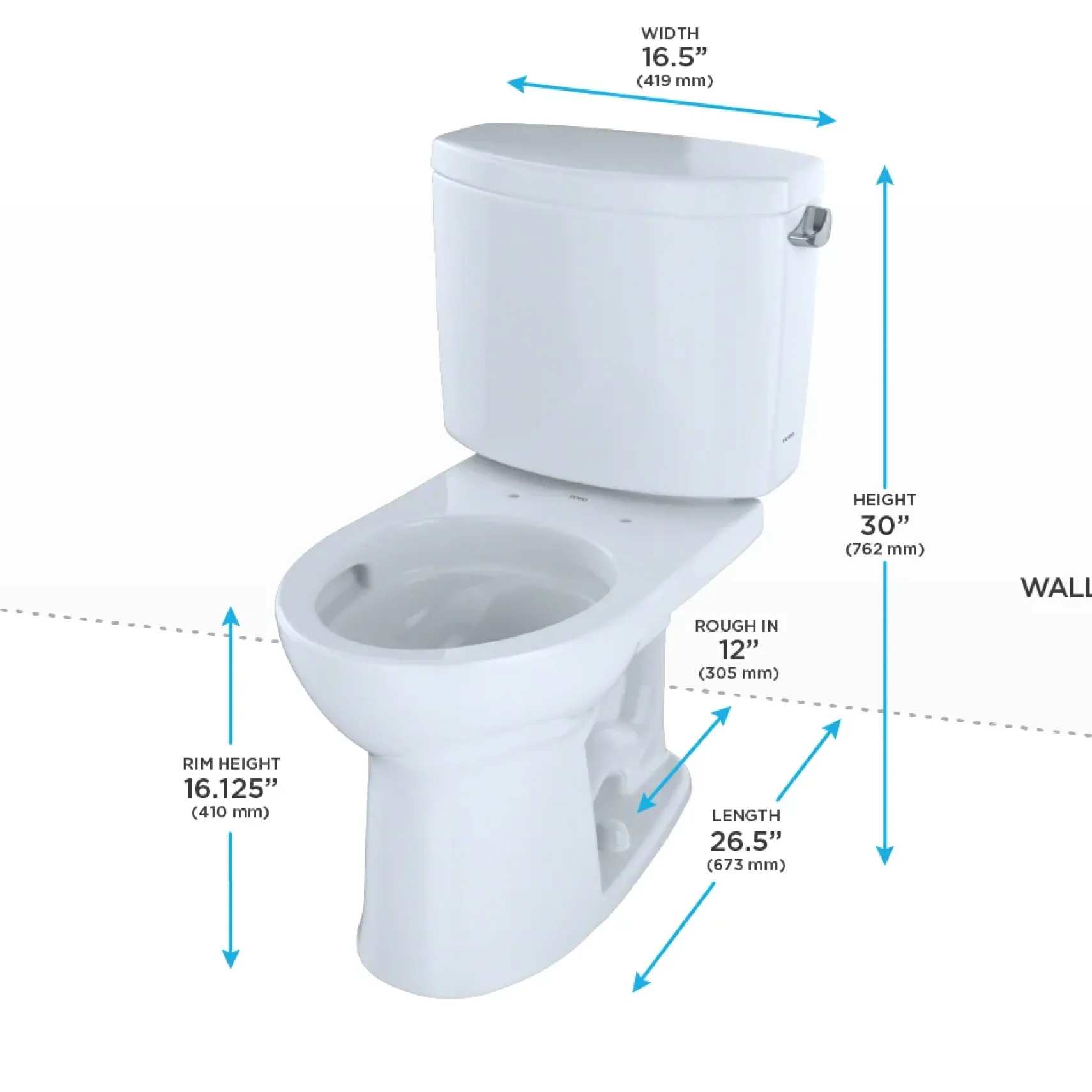 TOTO Drake II Two-Piece Round 1.28 GPF Universal Height Toilet with CEFIONTECT and Right-Hand Trip Lever, Cotton White, Vitreous China, CST453CEFRG#01