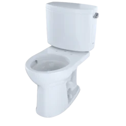 TOTO Drake II Two-Piece Round 1.28 GPF Universal Height Toilet with CEFIONTECT and Right-Hand Trip Lever, Cotton White, Vitreous China, CST453CEFRG#01