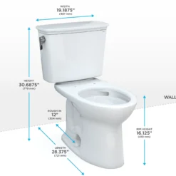 TOTO Drake Transitional Two-Piece Elongated 1.28 GPF Universal Height TORNADO FLUSH Toilet with CEFIONTECT, Sedona Beige, Vitreous China, CST786CEFG#12