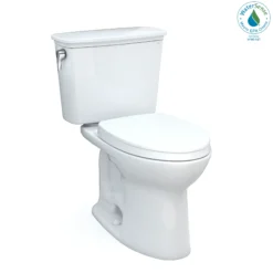 TOTO Drake Transitional Two-Piece Elongated 1.28 GPF Universal Height TORNADO FLUSH Toilet with CEFIONTECT and SoftClose Seat, WASHLET+ Ready, Cotton White, Vitreous China, MS786124CEFG#01