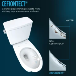 TOTO Drake Transitional Two-Piece Round 1.28 GPF Universal Height TORNADO FLUSH Toilet with CEFIONTECT, Colonial White, Vitreous China, CST785CEFG#11