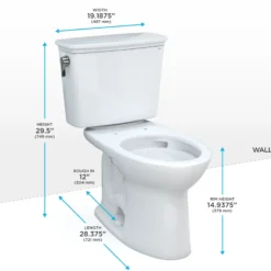 TOTO Drake Transitional Two-Piece Elongated 1.28 GPF TORNADO FLUSH Toilet with CEFIONTECT, Bone, Vitreous China, CST786CEG#03
