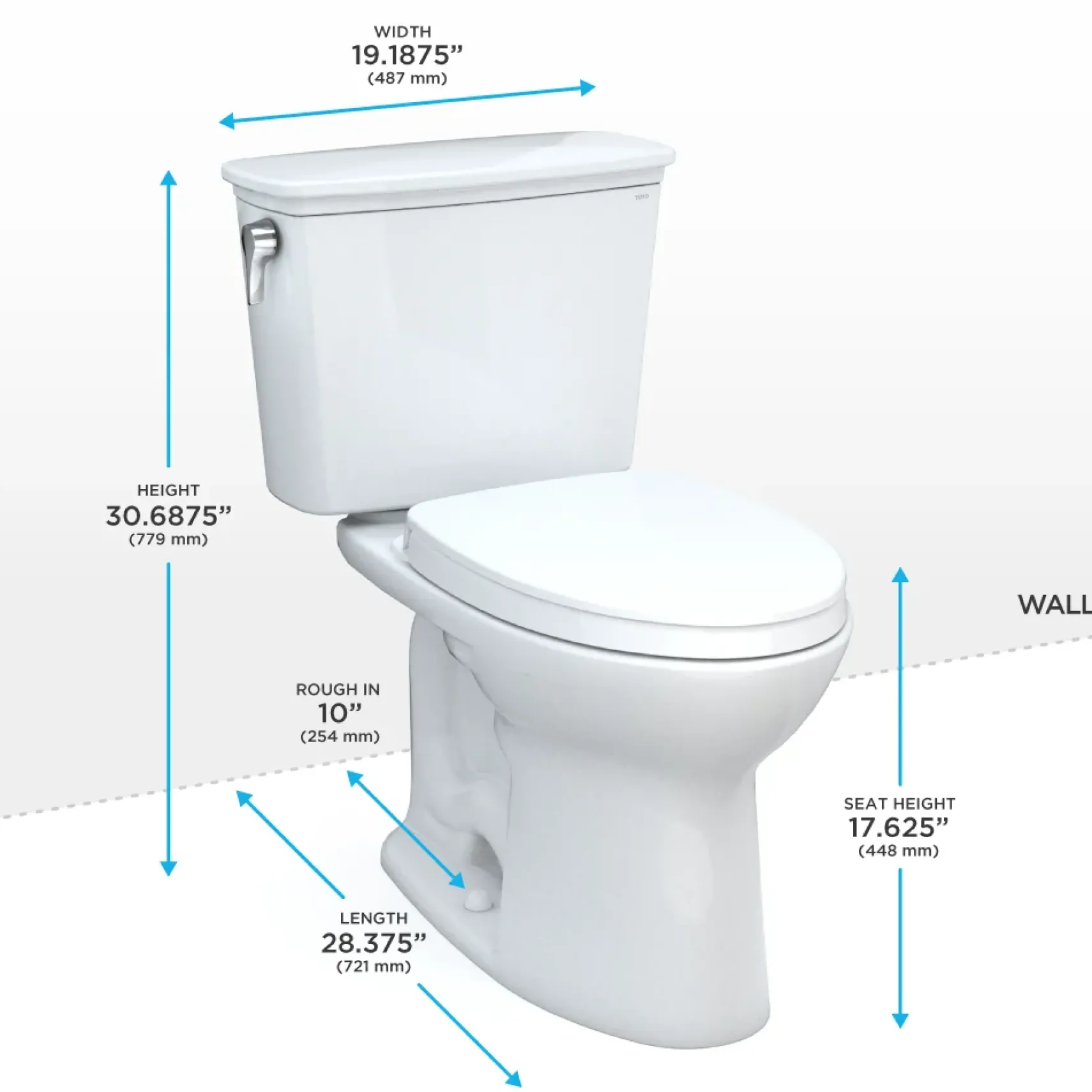 TOTO Drake Transitional Two-Piece Elongated 1.28 GPF Universal Height TORNADO FLUSH Toilet with 10 Inch Rough-In, CEFIONTECT, and SoftClose Seat, WASHLET+ Ready, Cotton White, Vitreous China, MS786124CEFG.10#01