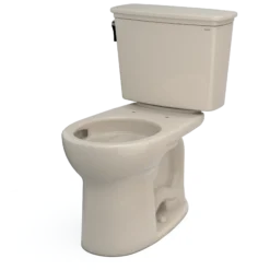 TOTO Drake Transitional Two-Piece Round 1.28 GPF Universal Height TORNADO FLUSH Toilet with CEFIONTECT, Bone, Vitreous China, CST785CEFG#03
