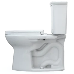 TOTO Drake Transitional Two-Piece Elongated 1.28 GPF TORNADO FLUSH Toilet with CEFIONTECT and SoftClose Seat, WASHLET+ Ready, Cotton White, Vitreous China, MS786124CEG#01