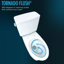 TOTO Drake Transitional Two-Piece Elongated 1.28 GPF TORNADO FLUSH Toilet with CEFIONTECT and SoftClose Seat, WASHLET+ Ready, Cotton White, Vitreous China, MS786124CEG#01
