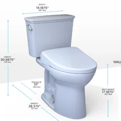 TOTO Drake Transitional WASHLET+ Two-Piece Elongated 1.28 GPF Universal Height TORNADO FLUSH Toilet with S7 Contemporary Bidet Seat, Cotton White, Vitreous China|Plastic, MW7864726CEFG.10#01