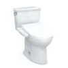 TOTO Drake Transitional WASHLET+ Two-Piece Elongated 1.28 GPF Universal Height TORNADO FLUSH Toilet with C2 Bidet Seat, Cotton White, Vitreous China, MW7863074CEFG#01