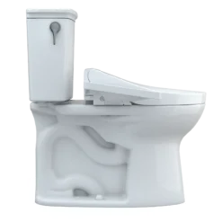 TOTO Drake Transitional WASHLET+ Two-Piece Elongated 1.28 GPF Universal Height TORNADO FLUSH Toilet with C2 Bidet Seat, Cotton White, Vitreous China, MW7863074CEFG#01