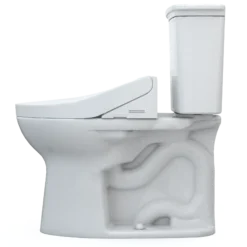 TOTO Drake Transitional WASHLET+ Two-Piece Elongated 1.28 GPF Universal Height TORNADO FLUSH Toilet with C2 Bidet Seat, Cotton White, Vitreous China, MW7863074CEFG#01